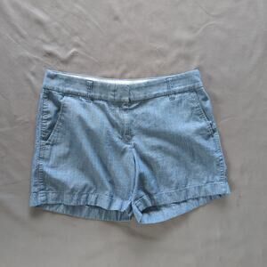 J.Crew Chambray Cotton Shorts Size 4 Blue Fair Trade Preppy Coastal